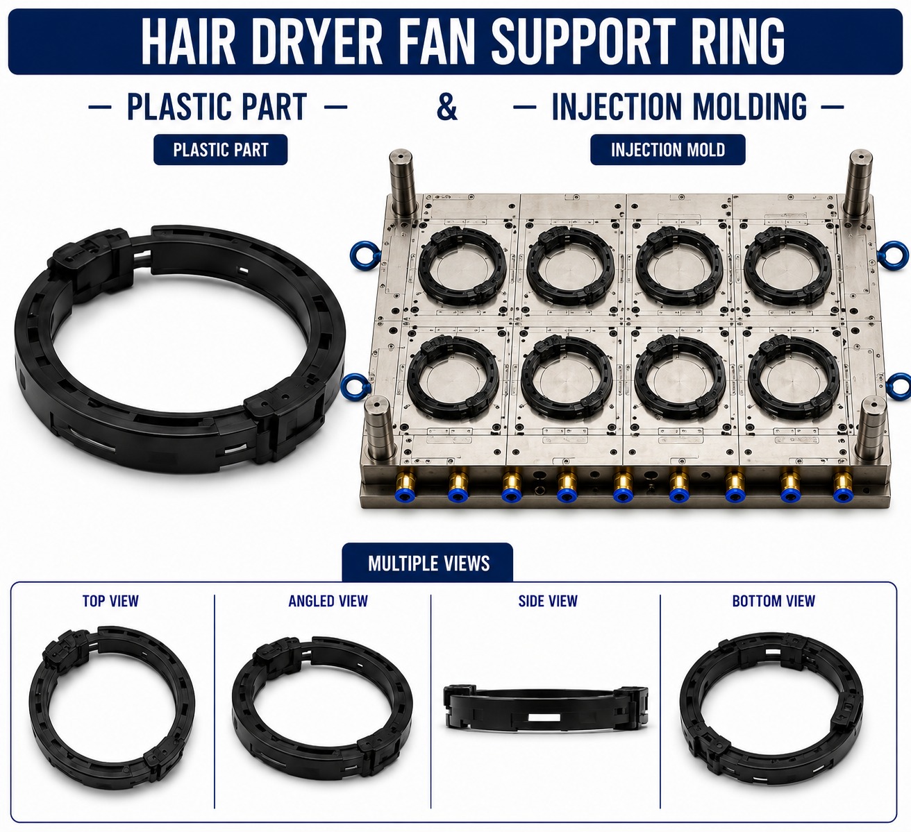 Hair Dryer Plastic Fan Support Ring Mould and Moulding Service